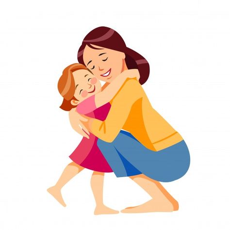 Mother and child. mom hugging her daught... | Premium Vector #Freepik #vector #love #family #kid #child Butterflies Classroom, Kids Hugging, Family Hug, Hug Illustration, Man Hug, Kids Clipart, Super Hero Costumes, Mom Kid, Mother And Child