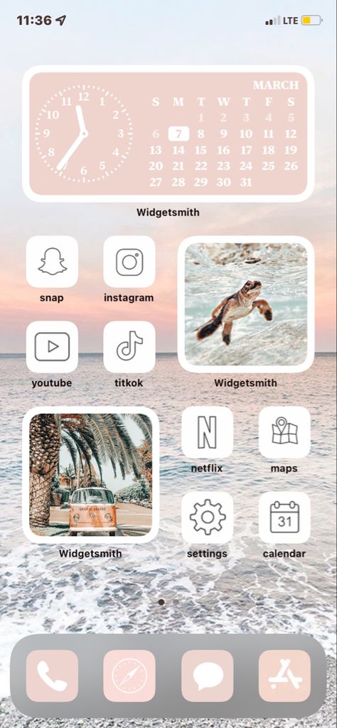 Beach Theme Phone Icons, Beach Theme Homescreen, Cute Iphone Screen Layout, Home Screen Layout Iphone Summer Theme, How To Make Aesthetic Homescreen, Beach Aesthetic Homescreen Layout, Beach Theme Widget, Apple Home Screen Layout Aesthetic, Beach Widgetsmith Ideas