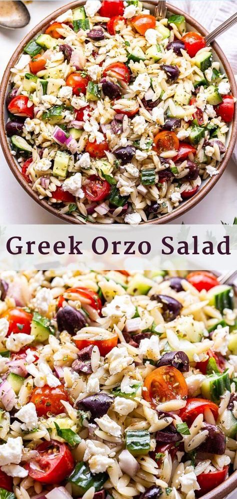 Orzo Salat, Greek Orzo, Greek Orzo Salad, Orzo Salad Recipes, Orzo Pasta Salad, Orzo Recipes, Greek Flavors, Orzo Salad, Orzo Pasta