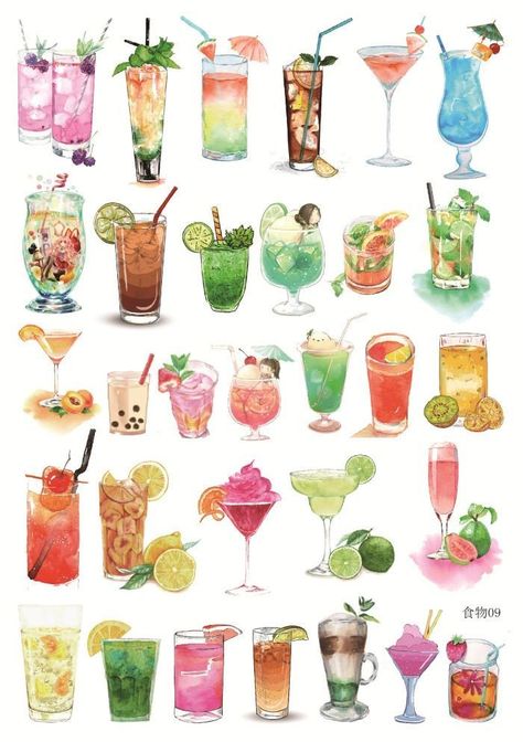 귀여운 음식 그림, Desain Buklet, Food Artwork, Food Illustration Art, Watercolor Food, Cute Food Drawings, Cocktail Art, Cute Food Art, Food Painting