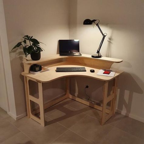 Work From Home Desks Small Corner Desk, Home Desks, Timber Desk, Diy Corner Desk, Corner Desks, Desk Dimensions, Compact Desks, Small Room Design Bedroom, Corner Computer Desk