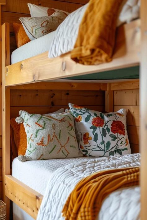 Cozy Small Cabin Bunk House Ideas for Your Retreat Tiny Bunk Room, Kids Bunk Beds Small Room Cabin, Bunkie Ideas Interiors Guest Cabin, Built In Bunk Beds Small Room Cabin, Small Cabin With Bunk Room, Bunk House Ideas, Cabin Loft Bunk Room, Cozy Small Cabin, Cabin Bunk Room