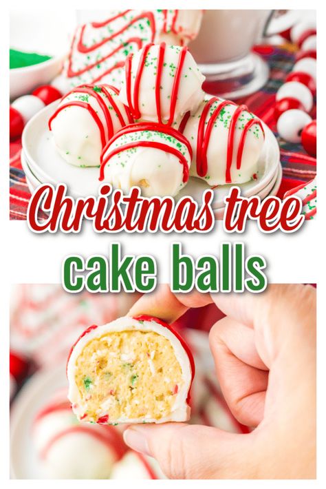 cake balls, christmas cake balls, christmas dessert, christmas tree cake balls, christmas tree cake recipes, christmas tree cake truffles, christmas tree cakes, no bake christmas dessert Christmas Tree Cakes Cake Pops, Christmas Cookie Cake Balls, Little Debbie Tree Cake Balls, Christmas Cake Pop Flavors, Christmas Balls Dessert, Christmas Tree Truffles, Easy Cake Balls 4 Ingredients, Holiday Balls Recipe, Nilla Holiday Cake Bites