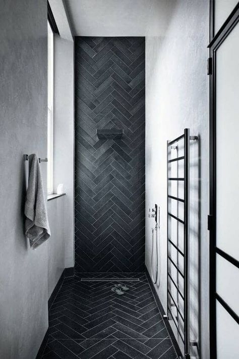 13 Beautiful Ensuite Bathroom Ideas for 2023 | Big Bathroom Inspiration Bathroom Black Tiles, Ensuite Ideas, Ensuite Decor, White Ensuite, Small Ensuite Bathroom Ideas, Black Bathroom Floor Tiles, Small Ensuite Bathroom, Black Bathroom Floor, Bathrooms Inspiration