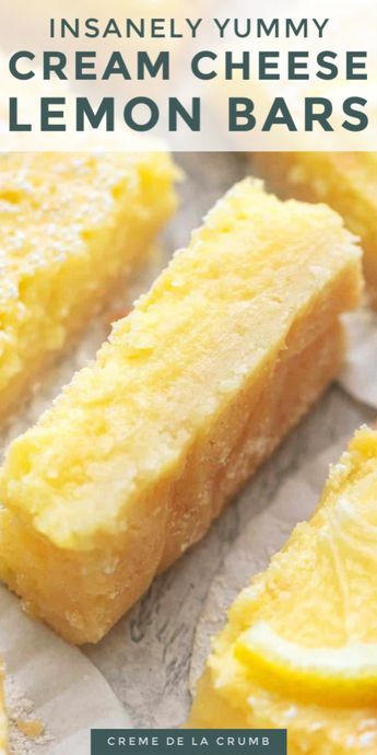 Perfectly ooey gooey lemon bars made extra rich with lemon cream cheese filling on a buttery shortbread crust | lecremedelacrumb.com Cream Cheese Lemon Bars, Dessert Recipes Lemon, Lemon Cream Cheese Bars, Cream Cheese Bars, Lemon Dessert, Lemon Bars Recipe, Cheese Bar, Lemon Dessert Recipes, Dessert Bar Recipe