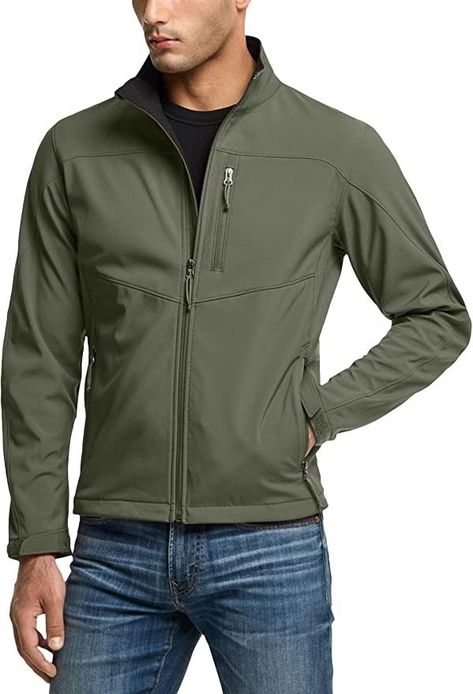 TSLA Men's Full-Zip Softshell Winter Jacket, Waterproof Fleece Lined Athletic Jacket Softshell Jacket Mens, Simple Jacket, Jacket Outdoor, Windproof Jacket, Tshirt Design Men, Softshell Jacket, Polyester Spandex Fabric, Active Jacket, Trendy Sarees