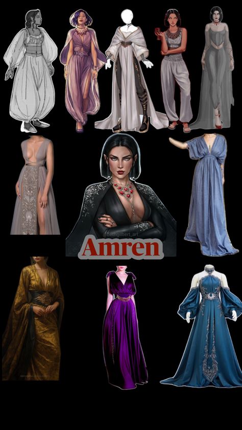 Amren acotar night court court of nightmares Amren Acotar, Court Of Nightmares, Acotar Night Court, Court Outfit, Mountain Outfit, Court Dresses, Night Court, Period Outfit, Fan Book