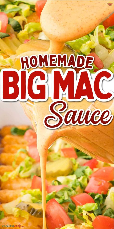 Home Made Mac Sauce, Homemade Mac Sauce, Homemade Big Mac Burgers, Bigmac Sauce Easy, Easy Big Mac Sauce, Big Mac Sauce Recipe Copycat, Copycat Big Mac, Beef And Noodles Crockpot, Big Mac Burger