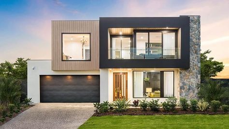 Cube Facade - Aurora Double Storey House Designs Brighton Homes, Brighton Houses, Double Storey House, Built In Robes, Activity Room, Built In Cupboards, Two Storey House, Storey Homes, Back Doors