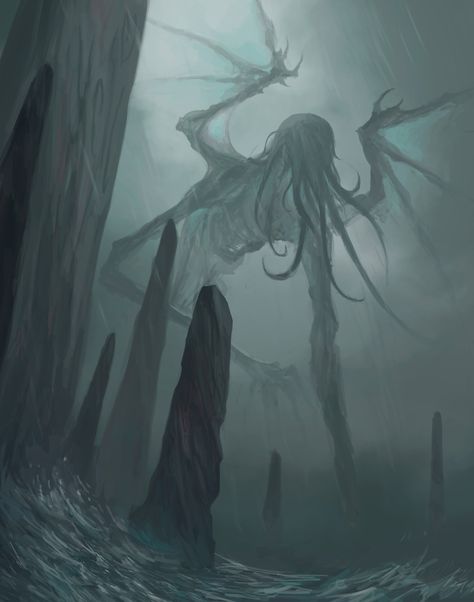 ArtStation - Cthulhu Awakes, Diana Franco Underwater Horror Art, Art Sinistre, Lovecraft Monsters, Lovecraft Art, Cthulhu Art, Dark Things, Lovecraftian Horror, Eldritch Horror, Hp Lovecraft