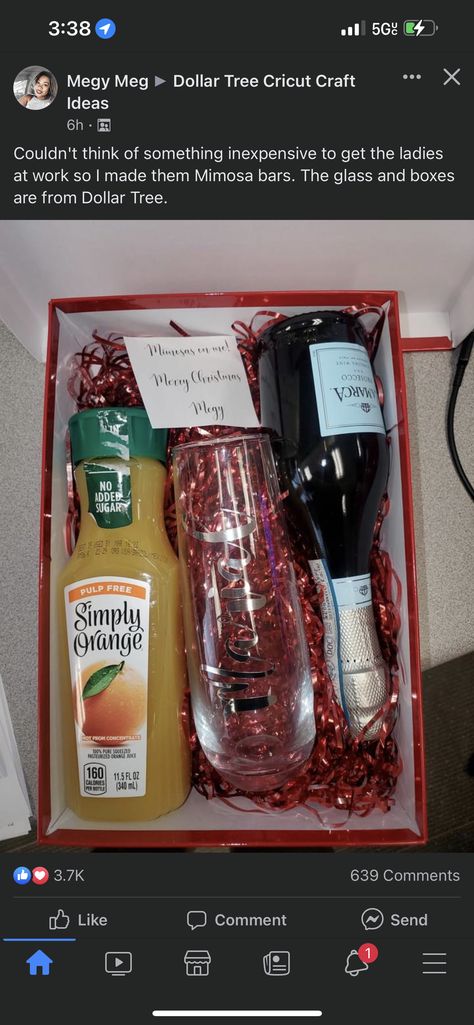 Mimosa Gift Basket, Coworker Gifts Appreciation, Alcohol Gift Baskets, Tricky Tray, Creative Gift Baskets, Dollar Tree Gifts, Homemade Gift Baskets, Best Gift Baskets, Coworkers Christmas