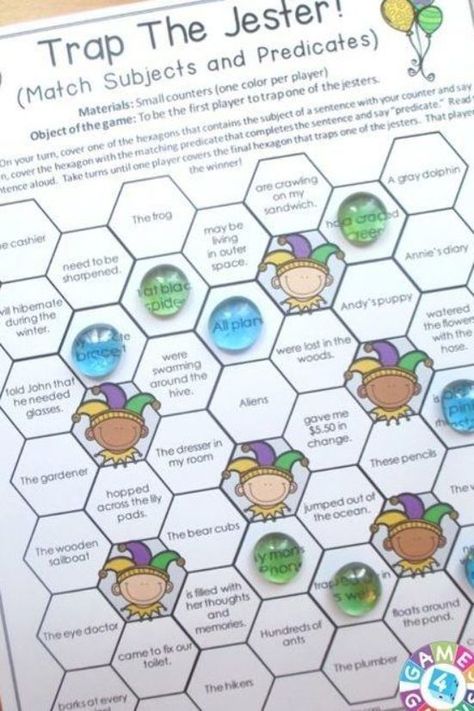 Subject And Predicate Games, Ela Rotations, Complete Predicate, Simple Predicate, Subject Predicate, Sentence Types, Complete Subject, Sentence Construction, Grammar Games