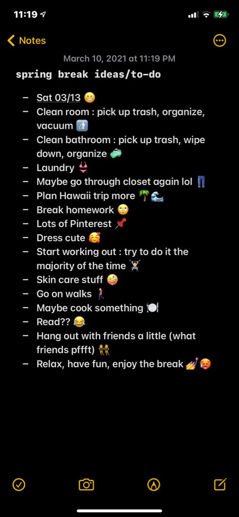 Kind of boring spring break, but productive #list #springbreak #school Pick Up Trash, Start Working Out, Productive Things To Do, Things To Do Alone, Clean Room, Hawaii Travel, Spring Break, Things To Do, How To Plan