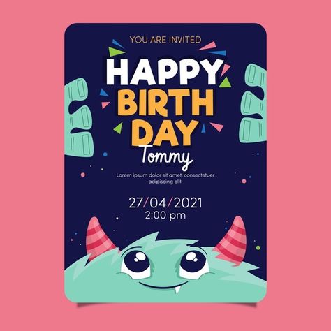 Invitation Email Design, Birthday Invite Design, Digital Birthday Cards Design, Birthday Invitation Card Design, Kids Party Invitations, Digital Invitations Birthday, Birthday Invitation Design, Kids Invitation, Monster Birthday Invitations