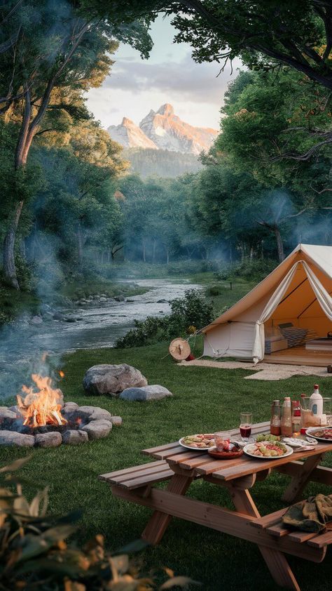 Camping for Beginners - The Ultimate Guide Camp Site Aesthetic, Group Camping Aesthetic, Yurt Campground, Camping Food Easy, Camp Party Theme, Camping Ideas For Adults, Camp Site Set Up Ideas, Beginner Camping, Camping For Kids