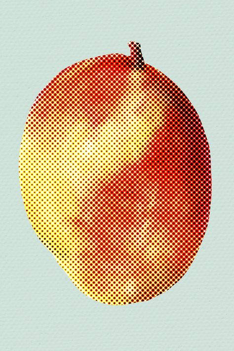 Halftone red mango sticker design element | free image by rawpixel.com / Adj Mango Clipart, Peach Graphic, Red Mango, Green Mango, Halftone Dots, Font Graphic, Case Ideas, Graphic Design Fun, Screenprinting