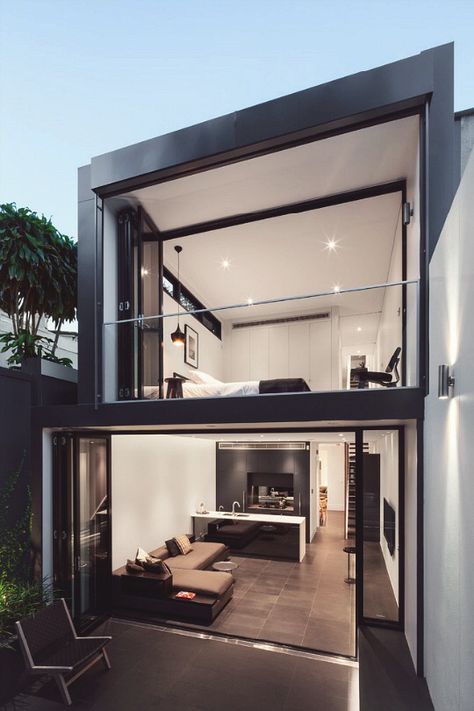 Modern Architecture Loft House, Modern Loft, Loft Design, Design Exterior, Design Del Prodotto, Glass Doors, Home Fashion, 인테리어 디자인, Interior Architecture Design