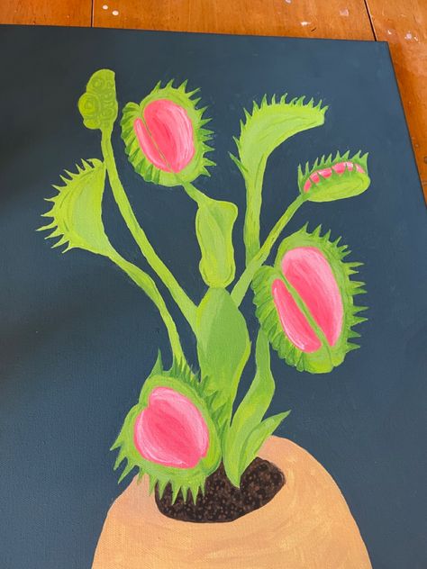 Acrylic painting Venus Fly Trap Painting, Venus Flytrap, Fly Trap, Acrylic Painting Tips, Venus Fly Trap, Fly Traps, Painting Art Projects, Painting Art, Painting Ideas