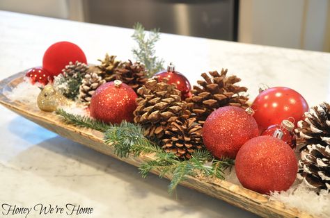 Honey We're Home: Christmas Dough Bowl Natal, Christmas Dough Bowl, Dough Bowl Centerpiece, Christmas Bowl, Christmas Tray, Red Ornaments, Christmas Tablescapes, Dough Bowl, Farmhouse Christmas Decor