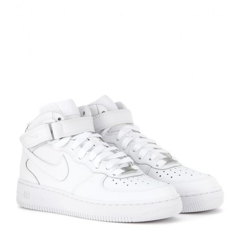 Nike - Nike Air Force Mid '07 leather high-top sneakers Air Force High Tops, Nike Air Force Mid, Nike Air Force High, Zapatillas Nike Air Force, White Air Force Ones, White Nike Shoes, Dr Shoes, Nike High Tops, White Leather Shoes