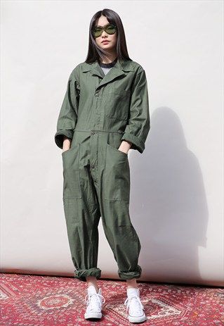 Single Piece Dress, Vintage Playsuit, Coverall Jumpsuit, Boiler Suit, Green Jumpsuit, Vintage Military, Jumpsuit Fashion, Military Fashion, Tulum