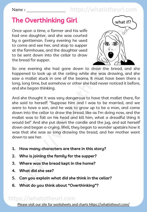 It is a short and sweet reading comprehension for higher grade students. It is a story about a family where there is a father, mother, and daughter. The girl thinks too much and that is what this reading comprehension is about.Please download the PDF The Overthinking Girl – Reading Comprehension Reading For High School Students, Reading Comprehension For High School, English Reading Short Stories Grade 5, Short Story High School English, Comprehension For Grade 5 With Questions, Grade 6 Short Story Reading Comprehension Worksheets, Comprehension For Grade 3 Student, English Story Reading High Schools, Reading For Grade 2 Student