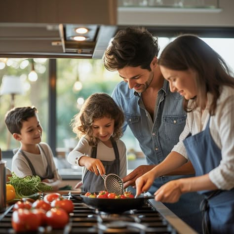 "Family #CookingTogether: A joyful #FamilyTime spends quality time together preparing a #HealthyEating in their sunlit #HomeChef. #FamilyCooking #DigitalArt #AIgenerated ⬇️ Download and 📝 Prompt 👉 https://stockcake.com/i/family-cooking-together_223033_41783" Families Eating Together, Family Cooking Together, Healthy Family Relationships, Happy Healthy Family, Cook Home, Quality Time With Family, Family Meal Prep, Successful Family, Italian Family