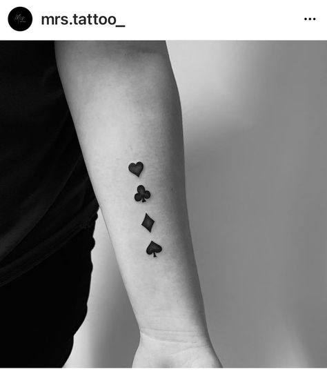 Minimalistic Tattoo Ideas For Men, Play Cards Tattoo, Tattoo Card Design, Poker Cards Tattoo, Heart Tattoo Men, Card Suit Tattoo, Small Cool Tattoos For Guys, Ace Tattoo Ideas, First Tattoo Ideas For Guys