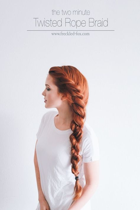 Such a cute 2 minute tutorial for a rope braid. Perfect for work or school! Rope Braided Hairstyle, Rope Braid, Fishtail Braid, Brittle Hair, Short Hairstyle, Long Red, Soft Hair, Elegant Hairstyles, Hair Dos