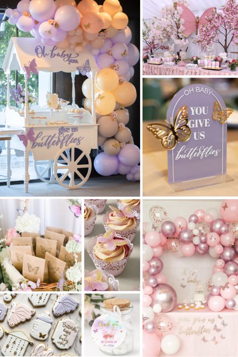 2024 Girl Baby Shower Ideas, Baby Girl Babyshowers Themes, Oh Baby You Give Us Butterflies, Lavendar Baby Shower Themes, Dreamy Baby Shower Theme Girl, Butterfly And Flowers Baby Shower Ideas, We’re Enchanted To Meet You Baby Shower Theme, Babyshower Themes For Baby Girl, Oh Baby You Give Us Butterflies Baby Shower Theme