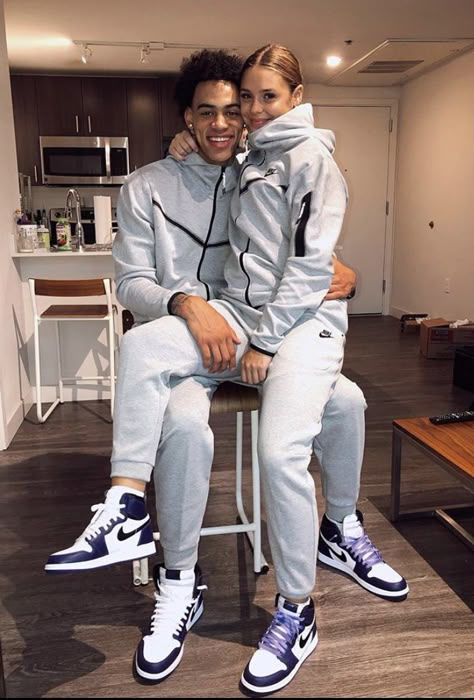 Couple Goal Clothes, Matching Couple Outfits Sweatsuits, Matching Clothes Couple Nike, Matching Couple Outfits Jordans, Matching Couple Outfits Air Force 1, Couple Tracksuits Goals, Matching Couple Outfits Sweatpants, Nike Tracksuit Couple, Drippy Couple Outfits