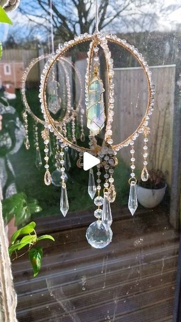 Vanir Creations on Instagram: "New crystal suncatcher creations! I've been working on my patreon the first tutorial is going to be something like this with the option to purchase the DIY Kit ✨️ I'm excited to get started ✨️🌙✨️  #suncatcher #crystal #diycrafts #crafts #crystalhomedecor #fairytail #wireart#wirewrap" Crystal Ornaments Diy, Diy Crystal Crafts, Crystal Tutorial, Rocks Landscape, Crystal Suncatchers Diy, Suncatcher Diy, Solar Lights Diy, Succulent Planter Diy, Diy Suncatchers