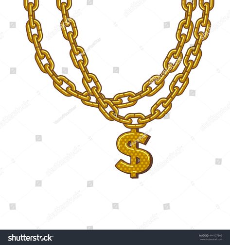 Gold Chain Drawing, 3d Dollar Sign Drawing, Gold Chain Dollor, Doller Chain Gold, Dollar Sign Drawing, Chain Drawing, Chain Vector, Money Tshirt, Dollar Symbol