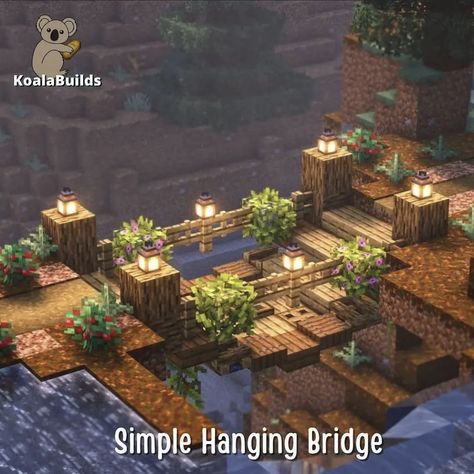 Small Bridges Minecraft, Minecraft Boardwalk Ideas, Minecraft Bridge Going Up, Minecraft Archery Range Ideas, Small Build Ideas Minecraft, Minecraft Path Aesthetic, Minecraft Bridge Mountain, Minecraft Hanging Bridge Ideas, Minecraft Stone Path Ideas