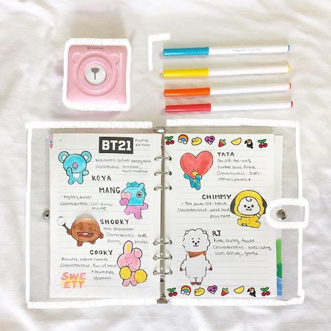 Cute Dairy Ideas, Bt21 Journal Ideas, Bt21 Diary Ideas, Kpop Diary Ideas, Cute Diary Ideas, Bts Diary Ideas, Bt21 Journal, Bts Journal Ideas, Bts Diary