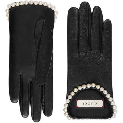 Gucci Leather Gloves With Pearls ($1,440) ❤ liked on Polyvore featuring accessories, gloves, black, real leather gloves, gucci gloves, gucci, leather crown and pearl gloves Gloves With Pearls, Pearl Gloves, Gucci Gloves, Leather Crown, Fashion Gloves, Gloves Fashion, Black Leather Gloves, Gloves Black, Gucci Leather