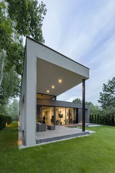 Houses In Poland, L Shaped House, Modern Family House, Casa Exterior, Architecture Magazines, Living Environment, House Architecture Design, Family House, Container House