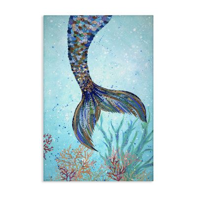 Our stretched canvas, floating framed, framed giclée and wall plaques are created with only the highest standards. We print with high quality inks. The art comes ready to hang with no installation required. Highland Dunes Overall Size: 45" H x 30" W | Highland Dunes Tall Tails Mermaid Canvas Wall Art by Jennifer Peck blackCanvas in Blue | 45" H x 30" W | Wayfair | Home Decor Mermaid Canvas, Mermaid Decor, Wall Art Plaques, Stupell Industries, Mermaid Art, White Home Decor, White Houses, Canvas Home, Giclee Art