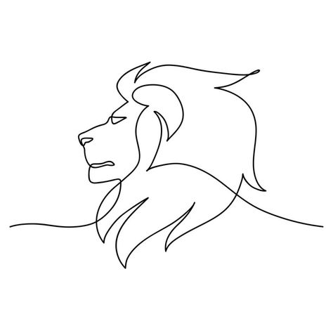 Lion portrait side face continuous line art drawing style, Design template linear minimal style. Vector illustration. Continous Line Drawing, Lion Portrait, Continuous Line Art, Lion Tattoos, Lion Head Tattoos, Side Face, Lion Drawing, Line Art Drawing, Continuous Line Drawing