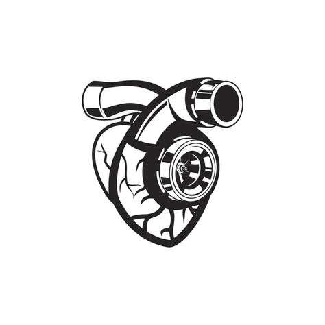 Engine Heart Tattoo, Turbo Tattoo Design, Car Inspired Tattoos, Sa Tattoos, Turbo Tattoo, Turbo Logo, Auto Tattoo, Engine Tattoo, Auto Illustration