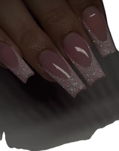 New Years Nails Ballerina, Pink Silver Prom Nails, Coffin French Tip Nails With Glitter, Nail Inspiration New Year, Birthday Nail Inspo Coffin, Birthday Nails Ballerina, Glitter French Tip Nails Coffin, Short Acrylic Nails Initial, Cute Formal Nails