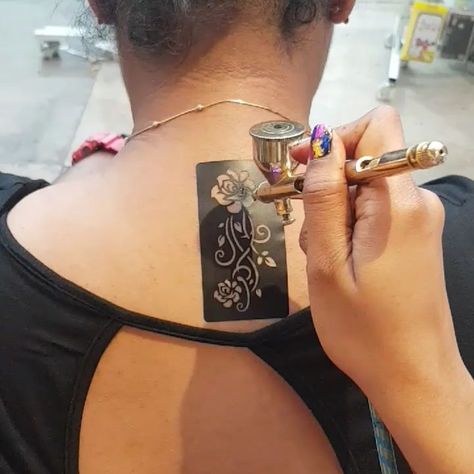 irbrush tattoo! Come and get your airbrush tattoo done by us!! Loads of new desings waiting for you!! We are located opposite Mustafa Air Brush Tattoo, Airbrush Setup, Brush Tattoo, Airbrush Tattoo, Shopping Wishlist, Air Brush, Waiting For You, Alex And Ani Charm Bracelet, Henna