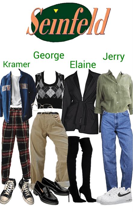 Seinfeld Inspired Outfits, Seinfeld Aesthetic Outfits, Seinfeld Costume Halloween, Kramer Seinfeld Outfits, Jerry Seinfeld Outfits, Elaine Seinfeld Outfits, Kramer Outfits Seinfeld, Elaine From Seinfeld Costume, Seinfeld Outfits