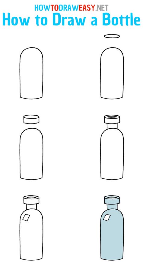 How to Draw a Glass Bottle Step by Step #GlassBottle #BottleDrawing #HowtoDrawaBottle #StepbyStepDrawings #DrawingTutorials #EasyDrawings #HowtoDrawEasy #ArtWork #Art Elementary Drawing, Draw Doodles, A Bottle Of Water, Doodle Art For Beginners, Bottle Drawing, Bottle Of Water, How To Draw Steps, Draw Easy, Drawing Tutorials For Beginners