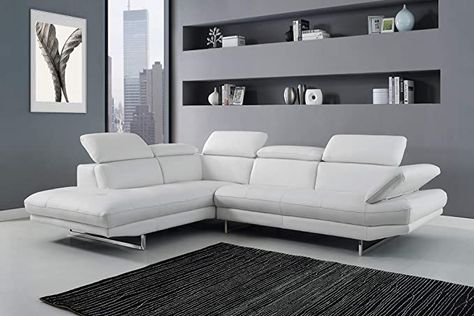 White Leather Sectional, White Leather Couch, Sectional Sofa Sale, White Sectional Sofa, Leather Reclining Sectional, White Sectional, Sectional Chaise, Big Sofas, Inexpensive Furniture