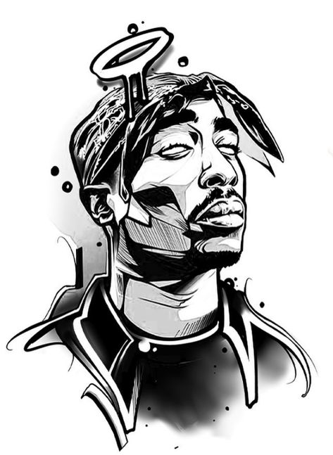 2pac Tattoos, Tupac Tattoo, Hip Hop Tattoo, Black People Tattoos, 2pac Art, Tupac Art, Hip Hop Artwork, Chicano Style Tattoo, Tattoo Outline Drawing