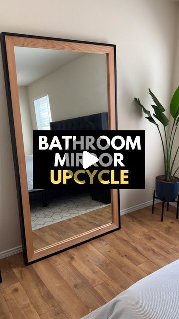 Dawson Hoppes on Instagram: "I love finding new ways to repurpose old things…and this bathroom mirror upcycled into bedroom mirror might just be one of my favorites!

What do you think? Would you give this a try?

Check out the full tutorial on my YouTube 🕺🏼 (link in my bio!)

#diymirror #custommirror #trashtotreasure #repurposed #upcycling #furnitureflip" Upcycle Bathroom Mirror, Styling A Mirror, Large Mirror Makeover Ideas, Repurpose Bathroom Mirror, How To Frame A Large Mirror, Turning Glass Into A Mirror, Vintage Dresser Mirror Repurposed, Large Mirror Ideas, Repupose Mirror