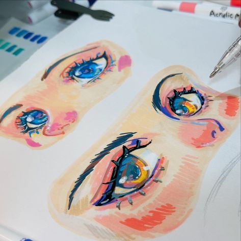 practice sketch with acrylic markers :) #acrylic #acrylicmarkers #eyesketch Drawing Acrylic Marker, Drawings With Acrylic Markers, Acrylic Markers Drawing, Acrylic Markers Ideas, Arrtx Acrylic Markers Art, Acrylic Marker Drawings, Acrylic Marker Art Ideas, Acrylic Marker Art, Eye Studies