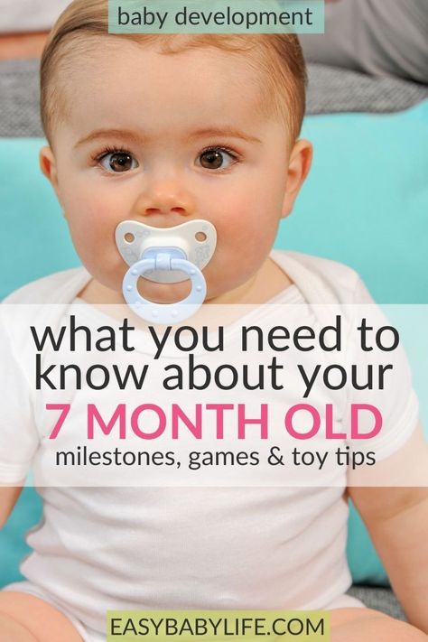 The curious little 7-month-old. Here's a great guide to 7-month-old baby development milestones, tips on games to play and toy tips for 7-month-old babies. 7-month-old baby activities, things to do with a 7-month-old baby, 7-month-old baby tips. #baby 7 Month Old Milestones, 7 Month Old Activities, 7 Month Baby Milestones, 7 Month Old Baby Activities, 7 Month Milestones, Baby Development Chart, Stages Of Baby Development, Baby Development Milestones, 7 Month Baby