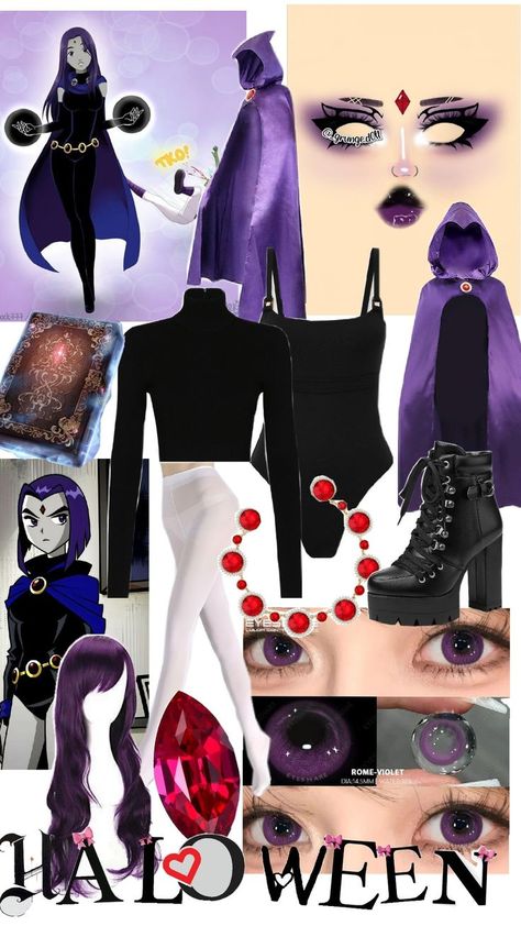 Raven teen tightens cosplay for Halloween 🎃 2024. Dc Raven Cosplay, Raven Cosplay Black Women, Raven Diy Costume, Raven Inspired Outfits, Raven Cosplay Makeup, Raven Teen Titans Cosplay, Teen Titans Outfits, Raven Halloween Costume, Cosplay For Halloween